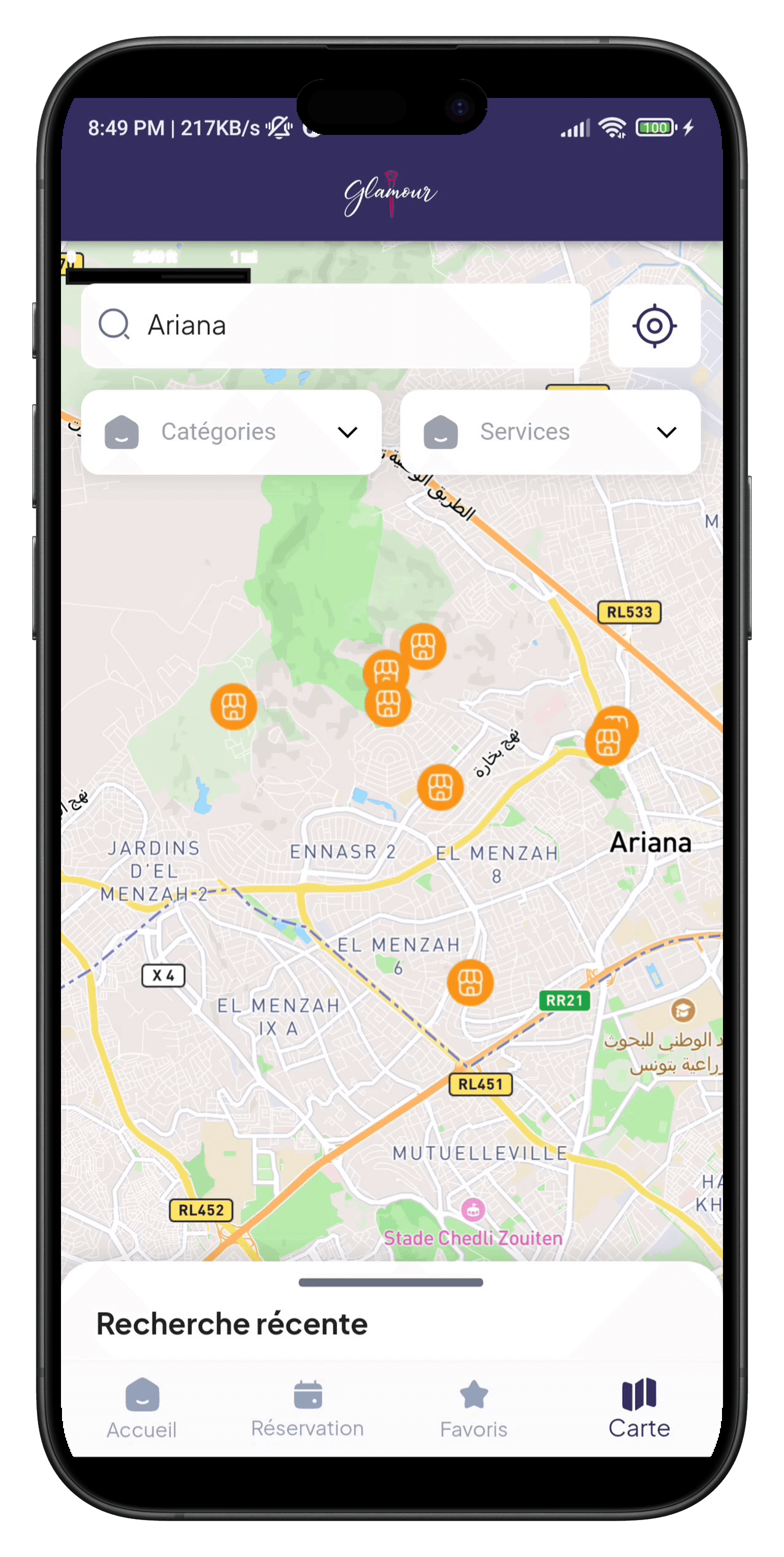 Glamour client — map
